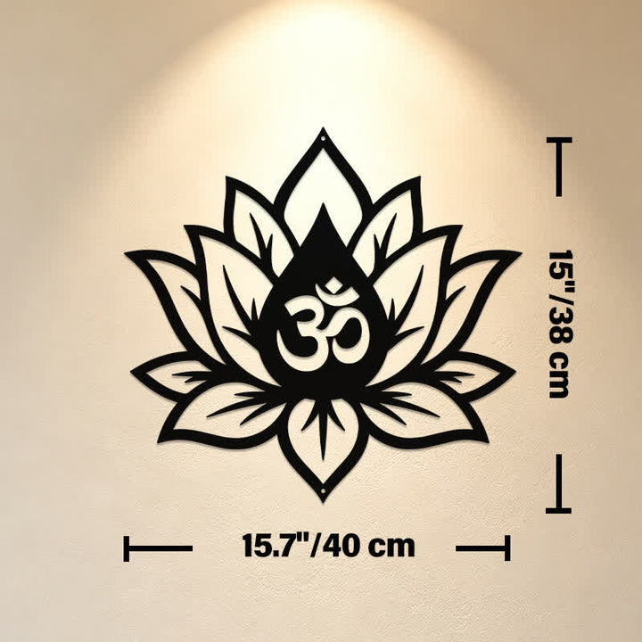 Buddha Stones Loto de metal OM Mindfulness Zen Símbolos significativos Arte de pared - Aprox. 40 cm x 38,0 cm x 0,1 cm / 15,75 pulgadas x 14,96 pulgadas x 0,04 pulgadas - image 8