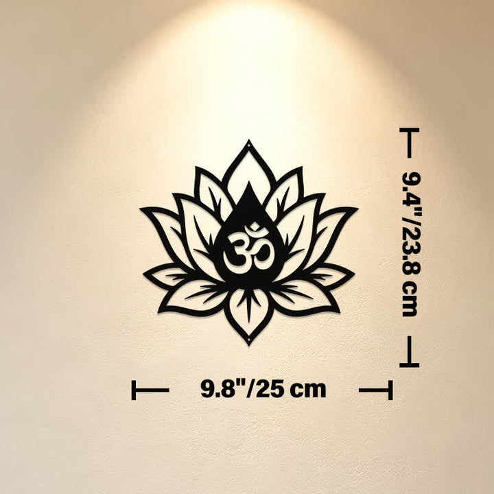 Buddha Stones Loto de metal OM Mindfulness Zen Símbolos significativos Arte de pared - Aprox. 25 cm x 23,8 cm x 0,1 cm / 9,84 pulgadas x 9,37 pulgadas x 0,04 pulgadas - image 2