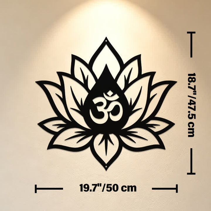 Buddha Stones Loto de metal OM Mindfulness Zen Símbolos significativos Arte de pared - Aprox. 50 cm x 47,5 cm x 0,12 cm / 19,69 pulgadas x 18,70 pulgadas x 0,05 pulgadas - image 10