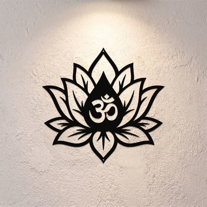 Buddha Stones Loto de metal OM Mindfulness Zen Símbolos significativos Arte de pared - image 0