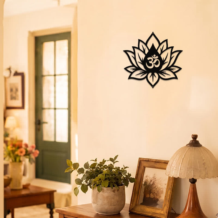 Buddha Stones Loto de metal OM Mindfulness Zen Símbolos significativos Arte de pared - image 7