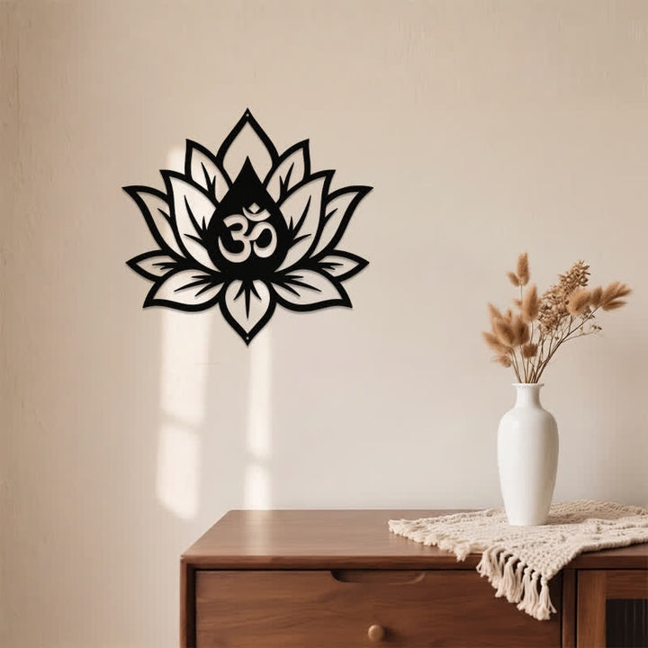 Buddha Stones Loto de metal OM Mindfulness Zen Símbolos significativos Arte de pared - image 3