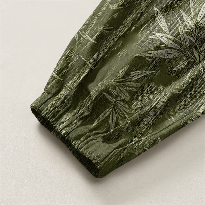 Buddha Stones Pantalones harem para hombre de algodón puro con estampado de bambú zen, cordón ajustable y bolsillos. - image 10