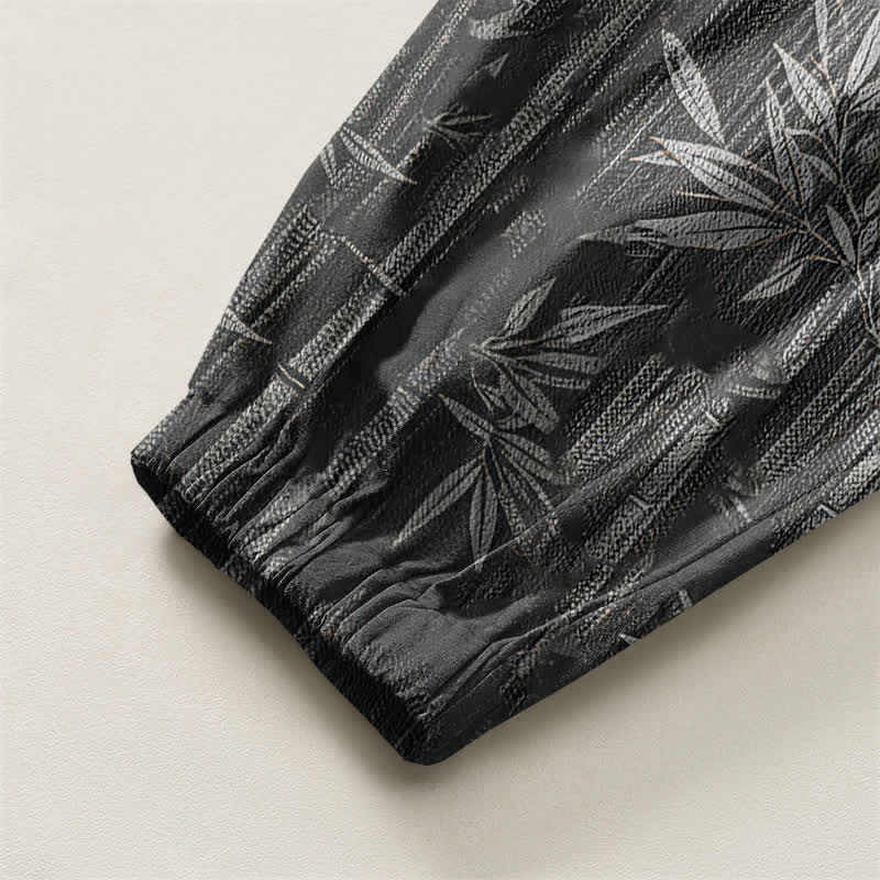 Buddha Stones Pantalones harem para hombre de algodón puro con estampado de bambú zen, cordón ajustable y bolsillos. - image 16