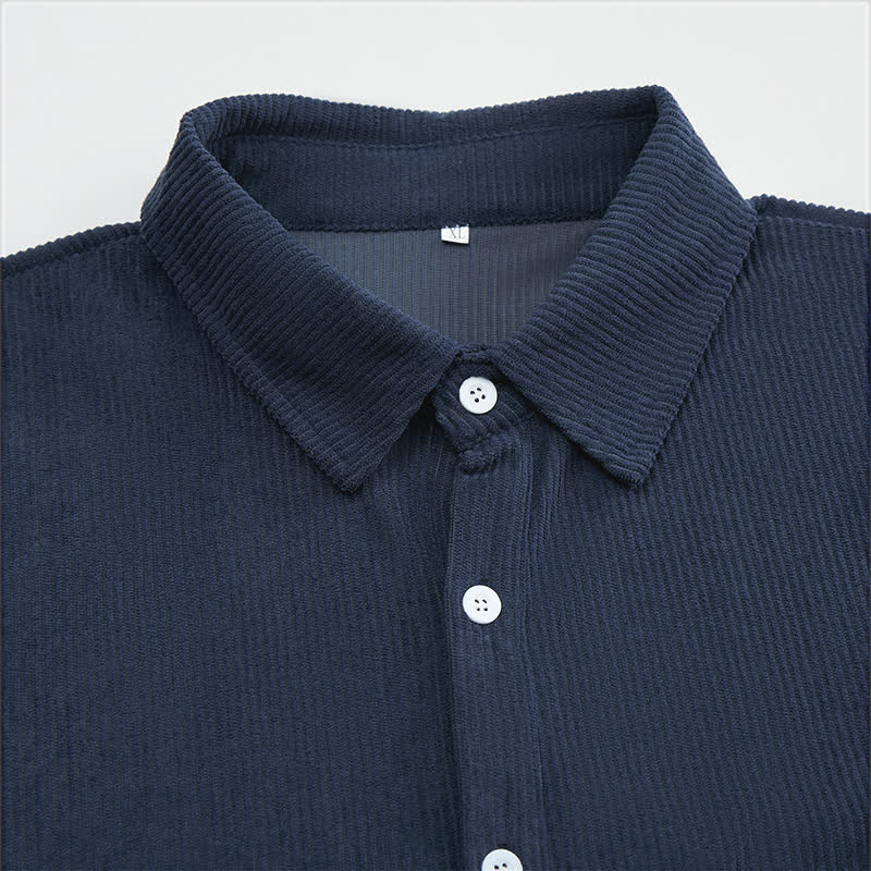 Buddha Stones Camisas de manga larga para hombre de pana lisas, estilo vintage, con bolsillo de parche, ideales para otoño. - image 13