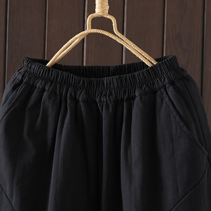 Buddha Stones Pantalones tobilleros lisos de estilo vintage para mujer, estilo harem, con bolsillo, ideales para otoño e invierno. - image 16