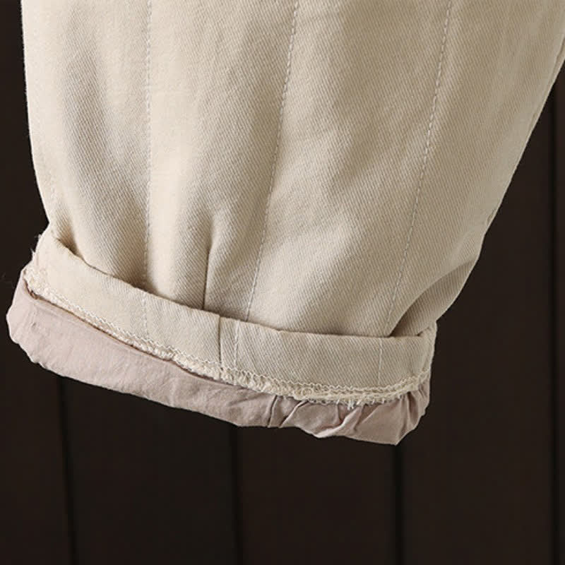 Buddha Stones Pantalones tobilleros lisos de estilo vintage para mujer, estilo harem, con bolsillo, ideales para otoño e invierno. - image 9