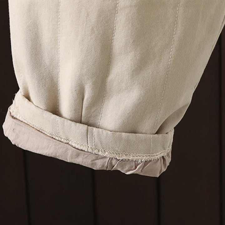 Buddha Stones Pantalones tobilleros lisos de estilo vintage para mujer, estilo harem, con bolsillo, ideales para otoño e invierno. - image 9