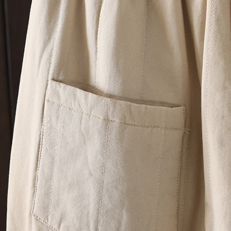 Buddha Stones Pantalones tobilleros lisos de estilo vintage para mujer, estilo harem, con bolsillo, ideales para otoño e invierno. - image 8