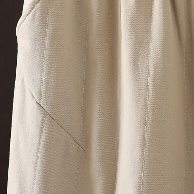 Buddha Stones Pantalones tobilleros lisos de estilo vintage para mujer, estilo harem, con bolsillo, ideales para otoño e invierno. - image 5