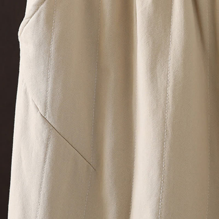 Buddha Stones Pantalones tobilleros lisos de estilo vintage para mujer, estilo harem, con bolsillo, ideales para otoño e invierno. - image 5