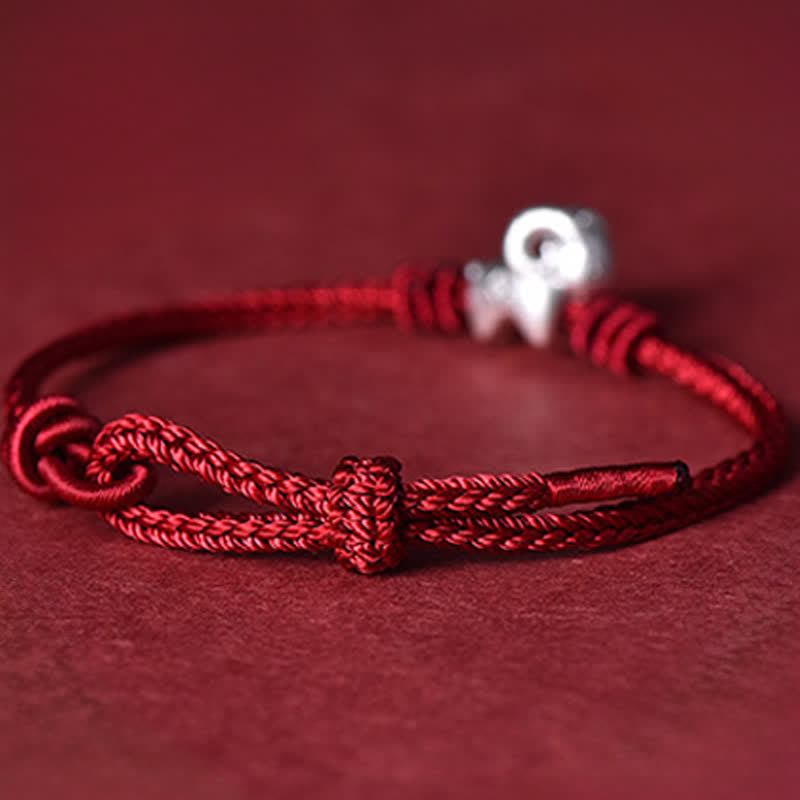 Buddha Stones Pulsera de protección de cabra de plata de ley 999 con hilo rojo - image 1