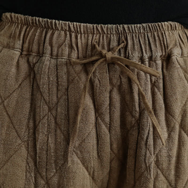Buddha Stones Pantalones largos de invierno informales con cordón ajustable y estampado geométrico de rombos para mujer, de pierna recta y con bolsillos. - image 12