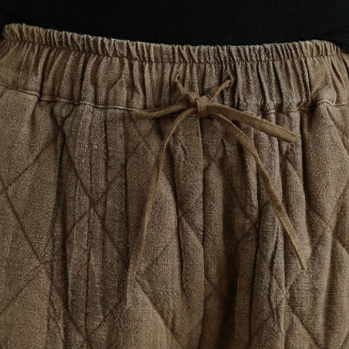 Buddha Stones Pantalones largos de invierno informales con cordón ajustable y estampado geométrico de rombos para mujer, de pierna recta y con bolsillos. - image 12