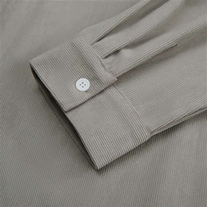 Buddha Stones Camisas de manga larga de pana lisas para hombre, estilo casual de otoño, con bolsillos de parche. - image 16