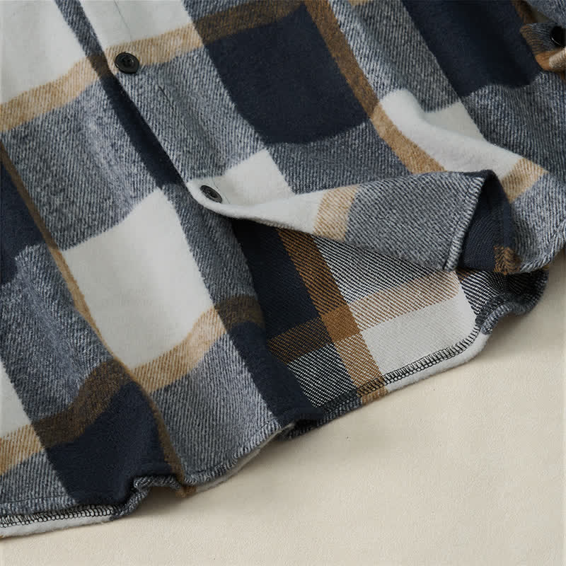 Buddha Stones Camisas de manga larga a cuadros con botones, estilo vintage, para hombre, ideales para primavera y otoño. - image 19