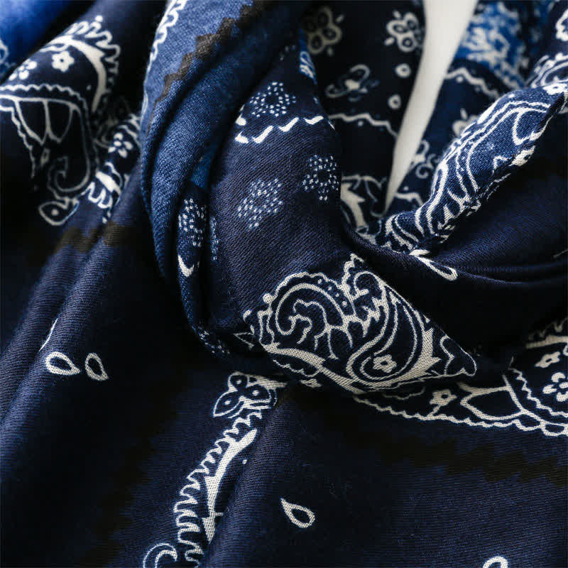 Buddha Stones Bufanda de mujer con borlas, estampado paisley y patchwork estilo boho para primavera y otoño. - image 12