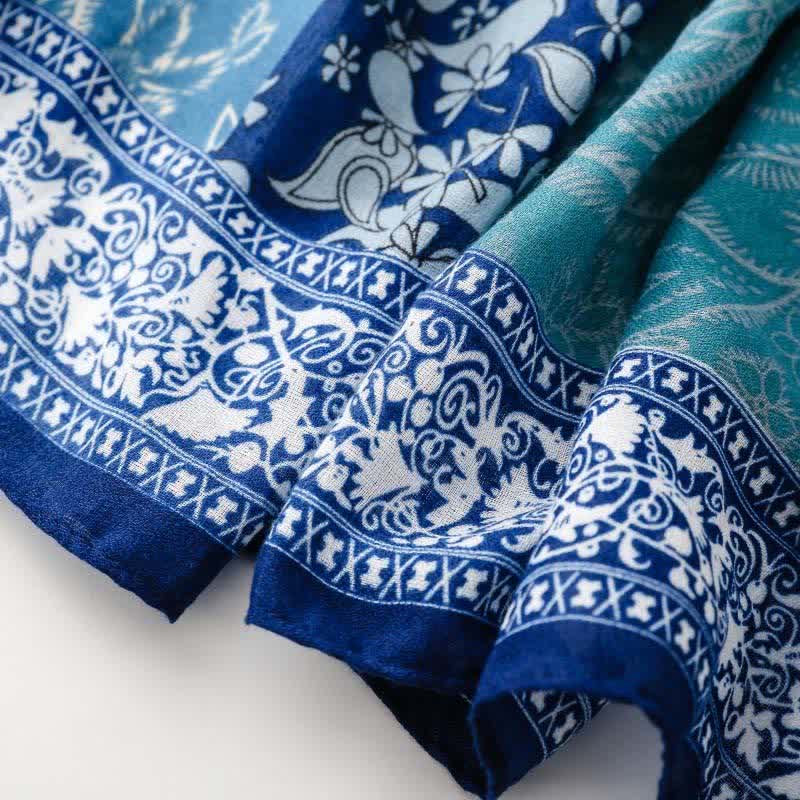 Buddha Stones Bufanda suave para mujer con estampado floral paisley para otoño/invierno. - image 11