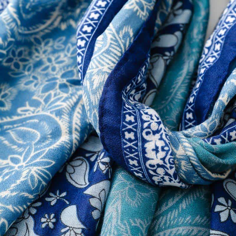 Buddha Stones Bufanda suave para mujer con estampado floral paisley para otoño/invierno. - image 10