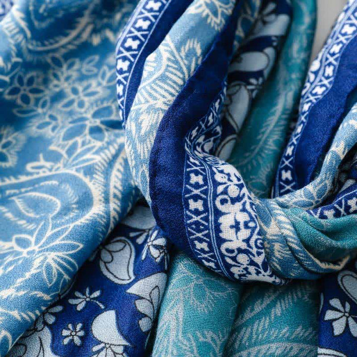 Buddha Stones Bufanda suave para mujer con estampado floral paisley para otoño/invierno. - image 10