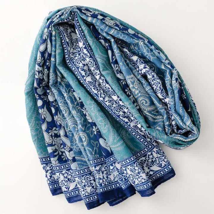 Buddha Stones Bufanda suave para mujer con estampado floral paisley para otoño/invierno. - image 9