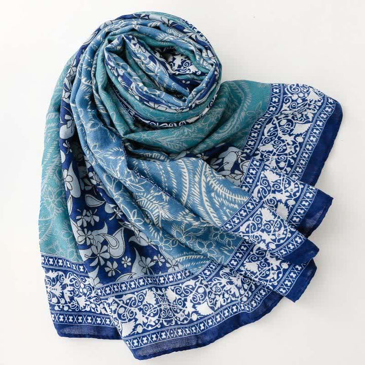 Buddha Stones Bufanda suave para mujer con estampado floral paisley para otoño/invierno. - image 8