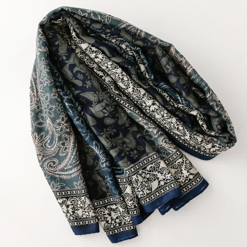 Buddha Stones Bufanda suave para mujer con estampado floral paisley para otoño/invierno. - image 2