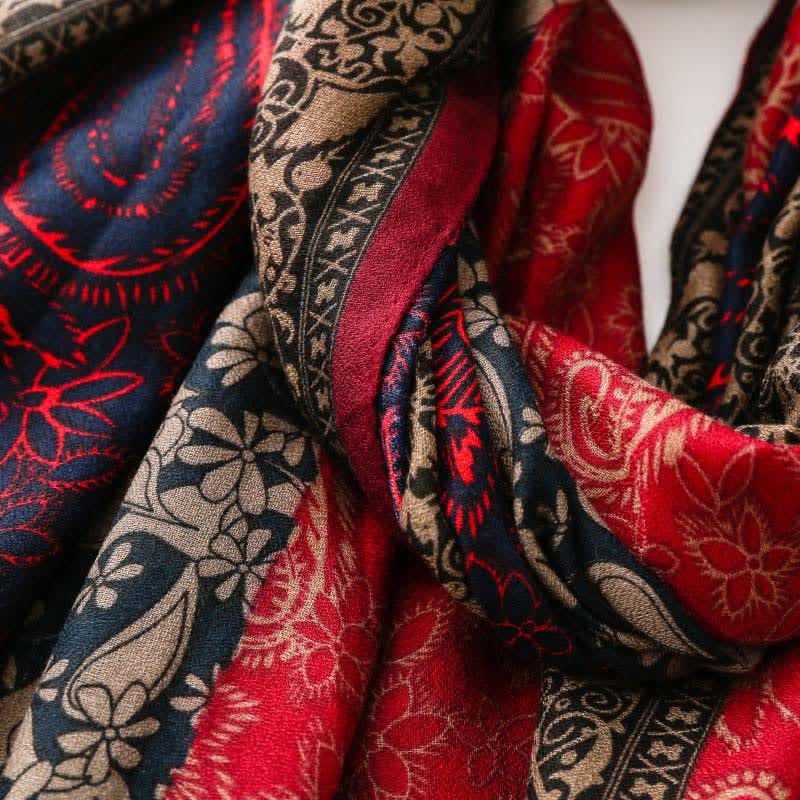 Buddha Stones Bufanda suave para mujer con estampado floral paisley para otoño/invierno. - image 16