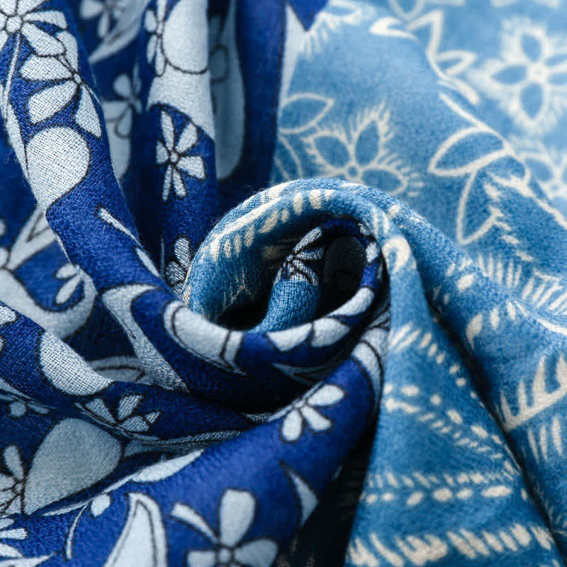 Buddha Stones Bufanda suave para mujer con estampado floral paisley para otoño/invierno. - image 14