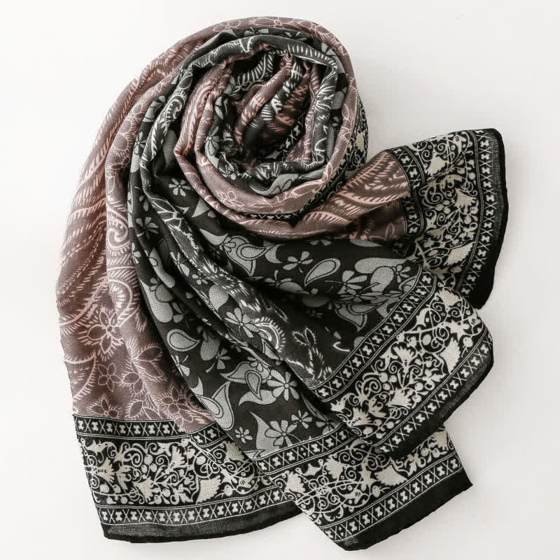 Buddha Stones Bufanda suave para mujer con estampado floral paisley para otoño/invierno. - image 20