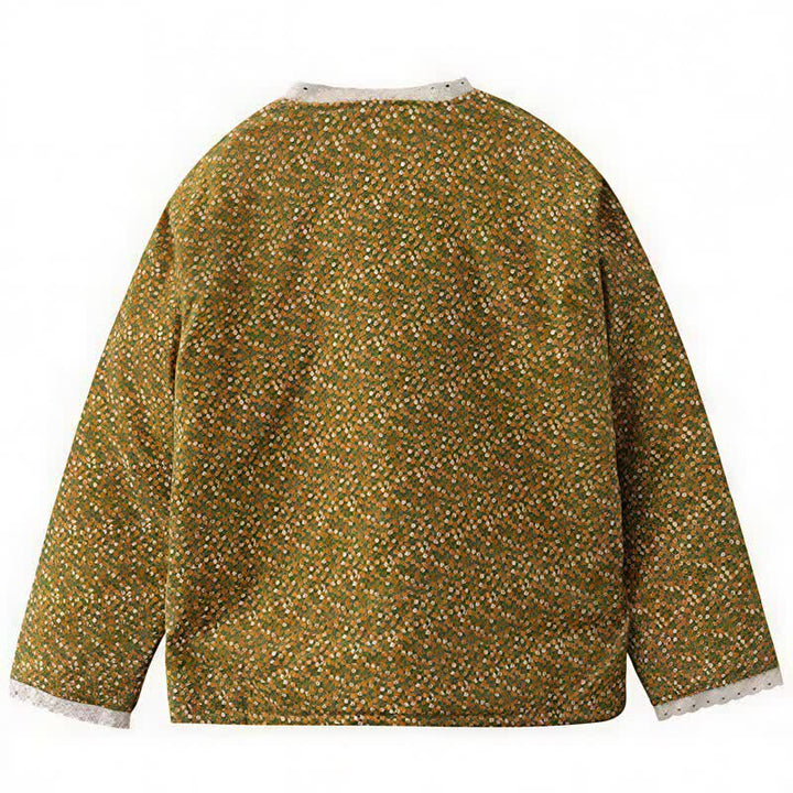 Buddha Stones Chaquetas de punto elegantes de estilo vintage con botones y estampado floral para mujer, ideales para otoño e invierno. - image 2