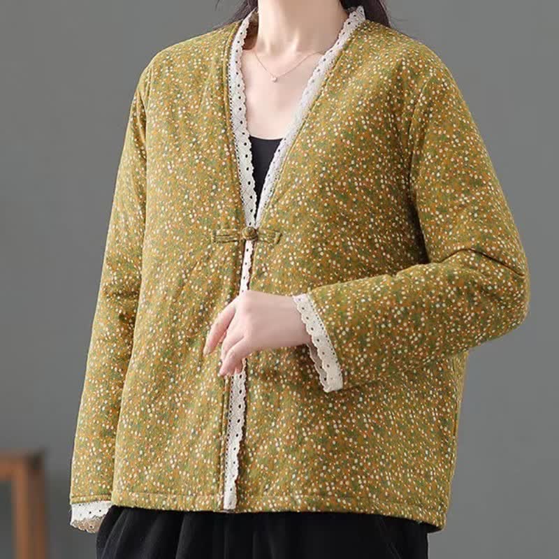 Buddha Stones Chaquetas de punto elegantes de estilo vintage con botones y estampado floral para mujer, ideales para otoño e invierno. - image 4