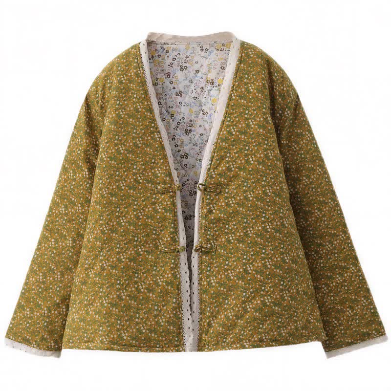 Buddha Stones Chaquetas de punto elegantes de estilo vintage con botones y estampado floral para mujer, ideales para otoño e invierno. - image 1