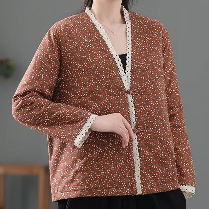 Buddha Stones Chaquetas de punto elegantes de estilo vintage con botones y estampado floral para mujer, ideales para otoño e invierno. - image 15