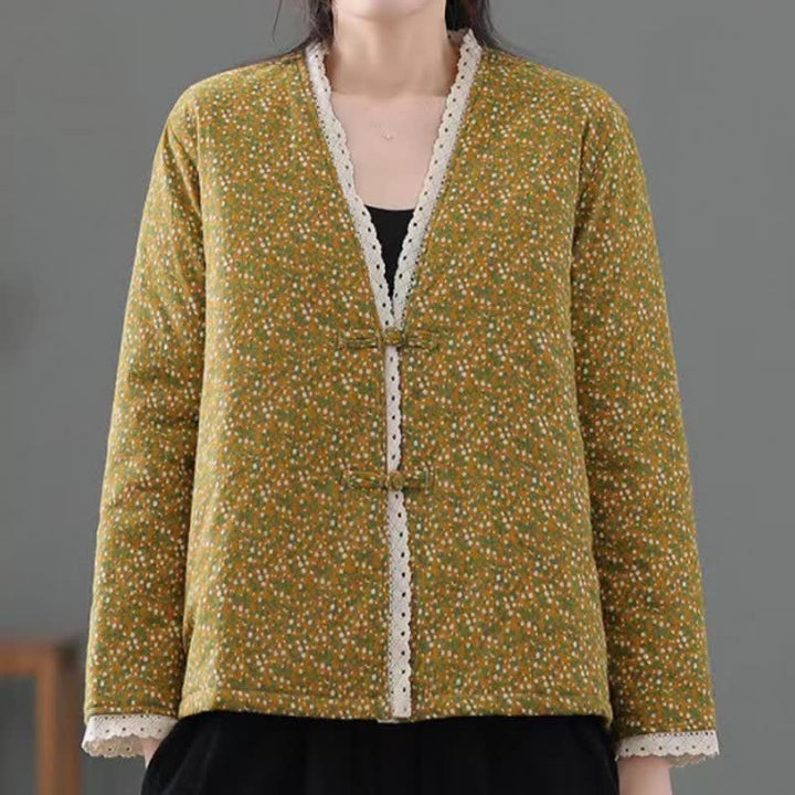 Buddha Stones Chaquetas de punto elegantes de estilo vintage con botones y estampado floral para mujer, ideales para otoño e invierno. - image 3