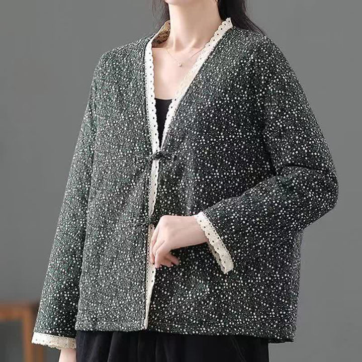 Buddha Stones Chaquetas de punto elegantes de estilo vintage con botones y estampado floral para mujer, ideales para otoño e invierno. - image 10