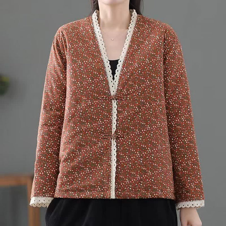 Buddha Stones Chaquetas de punto elegantes de estilo vintage con botones y estampado floral para mujer, ideales para otoño e invierno. - image 13