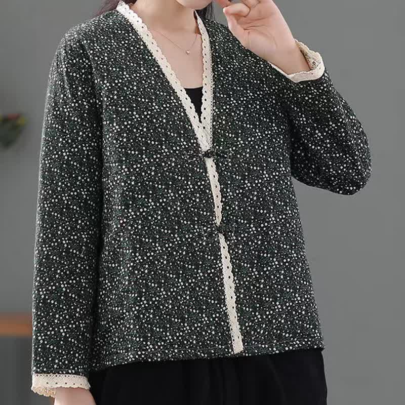 Buddha Stones Chaquetas de punto elegantes de estilo vintage con botones y estampado floral para mujer, ideales para otoño e invierno. - image 11