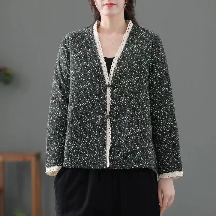 Buddha Stones Chaquetas de punto elegantes de estilo vintage con botones y estampado floral para mujer, ideales para otoño e invierno. - Negro - US12, UK/AU16, EU44 (3XL) - image 8
