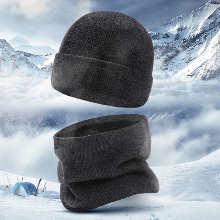 Buddha Stones 3 piezas de bufanda, gorro y guantes de punto acanalado para hombre, ideales para otoño e invierno. - image 2