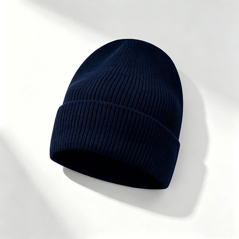 Buddha Stones Gorro de punto acanalado con puño para hombre, ideal para otoño e invierno. - Azul medianoche - image 8