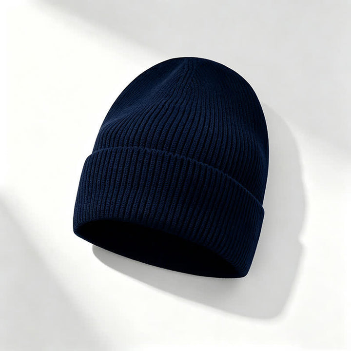 Buddha Stones Gorro de punto acanalado con puño para hombre, ideal para otoño e invierno. - Azul medianoche - image 8