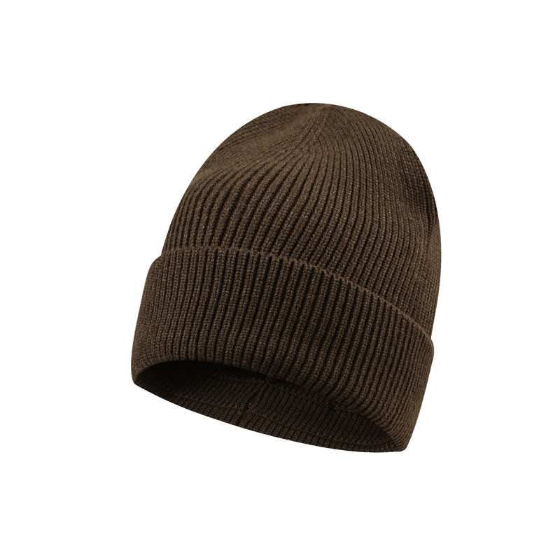 Buddha Stones Gorro de punto acanalado con puño para hombre, ideal para otoño e invierno. - Marrón silla de montar - image 2