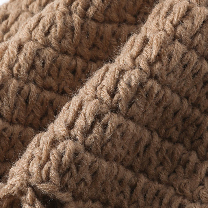 Buddha Stones Gorro de mujer de punto con borlas y estampado floral para otoño/invierno. - image 6