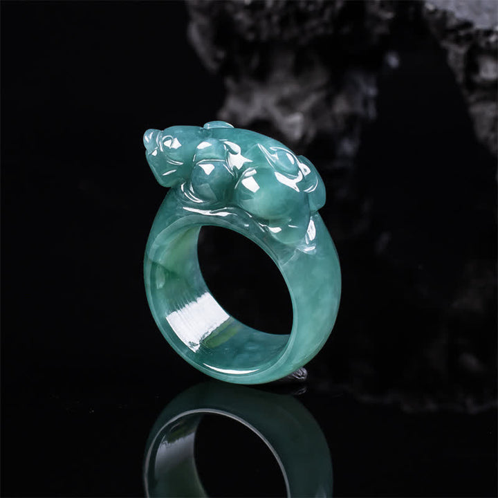 Buddha Stones Anillo de la riqueza Pi Xiu tallado a mano en jade - image 3