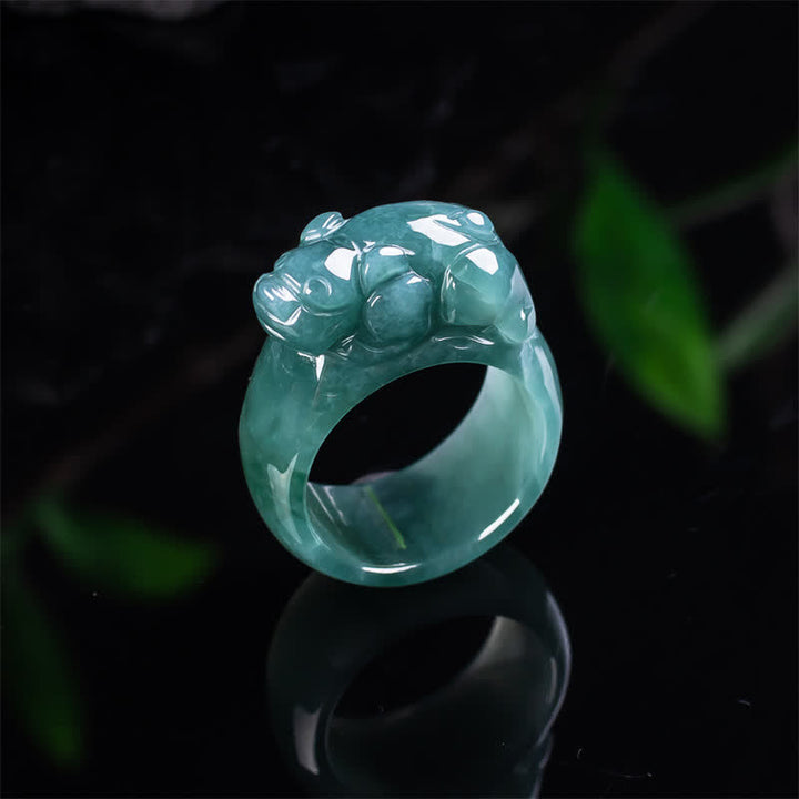 Buddha Stones Anillo de la riqueza Pi Xiu tallado a mano en jade - image 8