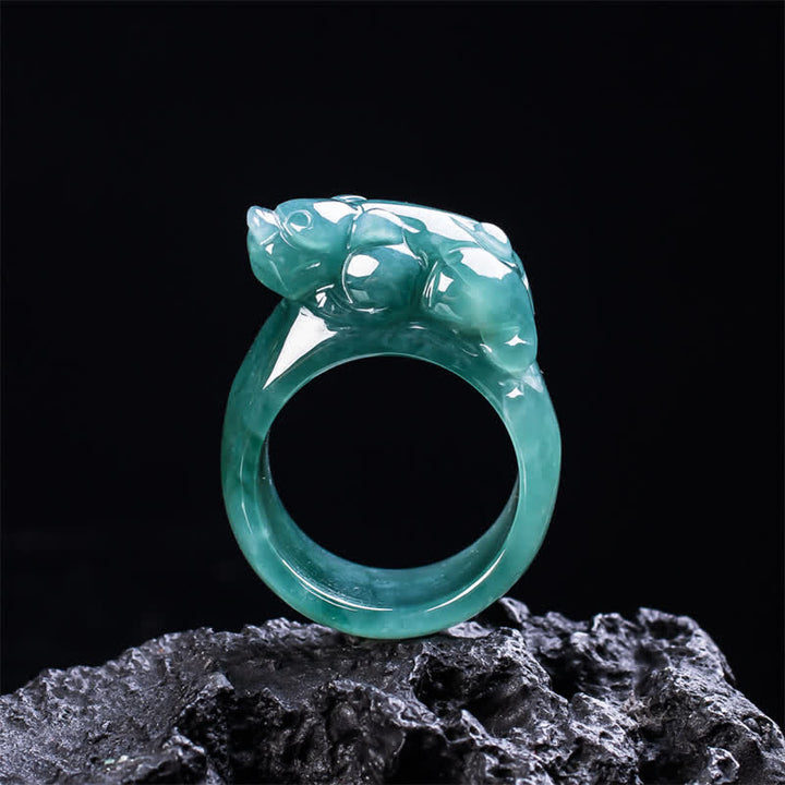 Buddha Stones Anillo de la riqueza Pi Xiu tallado a mano en jade - image 2