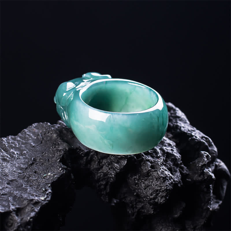 Buddha Stones Anillo de la riqueza Pi Xiu tallado a mano en jade - image 4