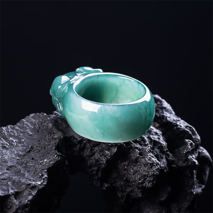 Buddha Stones Anillo de la riqueza Pi Xiu tallado a mano en jade - image 4