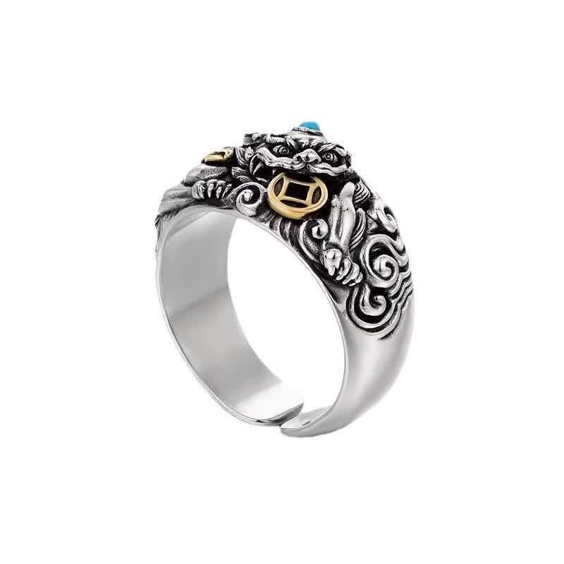 Buddha Stones Anillo ajustable de cobre con relieve tallado de Pi Xiu para conexión a tierra y prosperidad. - image 10